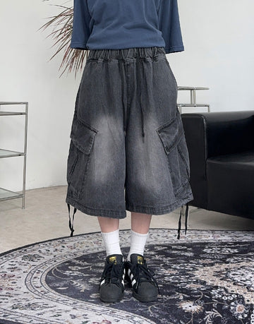 Allen diagonal cargo Bermuda denim pants